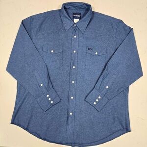 Vintage Wrangler Denim Blue Pearl Snap Y2K 90s Long Sleeve Cowboy Western XXL